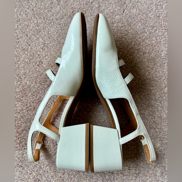 Sezane Paula Babies Mid Block Heel Slingback Sandals White Lacquer NIB Size 8 - Picture 9 of 15